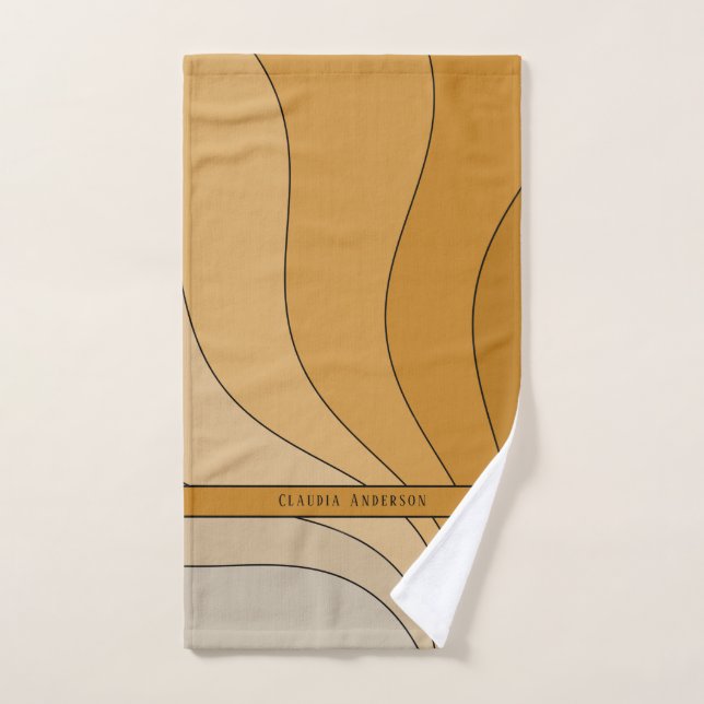 Toalha De Mão Curvas onduladas Nome do bege retrô (Toalha de mão)