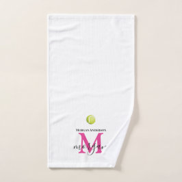 Toalha De Mão Cute Monogram Tennis Towel Player Girl Initials