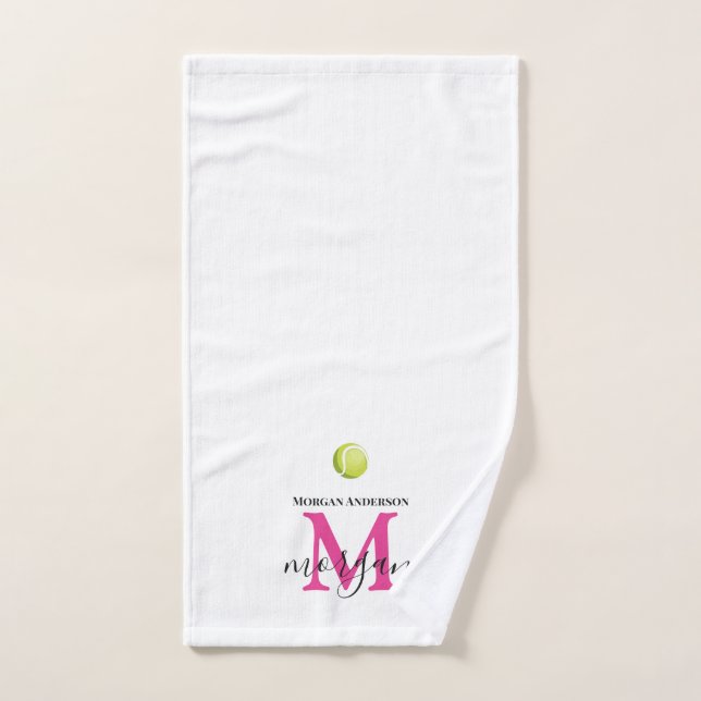 Toalha De Mão Cute Monogram Tennis Towel Player Girl Initials (Toalha de mão)