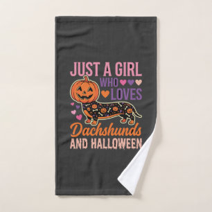 Toalha De Mão Dachshund Engraçado Abóbora de Halloween Amante de