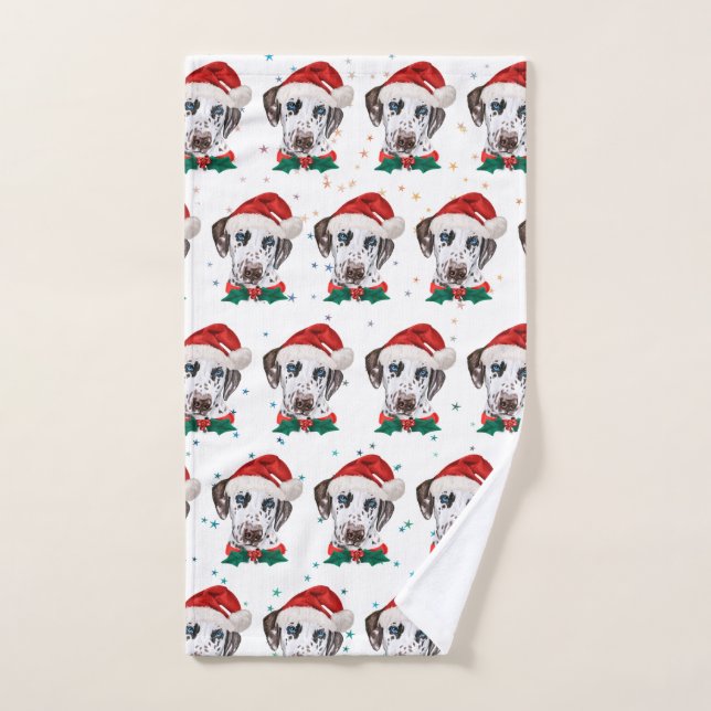 Toalha De Mão Dalmatian Dog Breed Christmas (Toalha de mão)