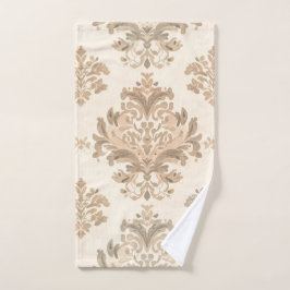Toalha De Mão Damask Antigo Bege Elegante Casa de Campo Francesa