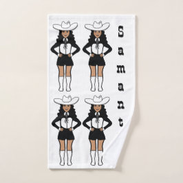 Toalha De Mão Dançarina/Majorette Western Black White #2