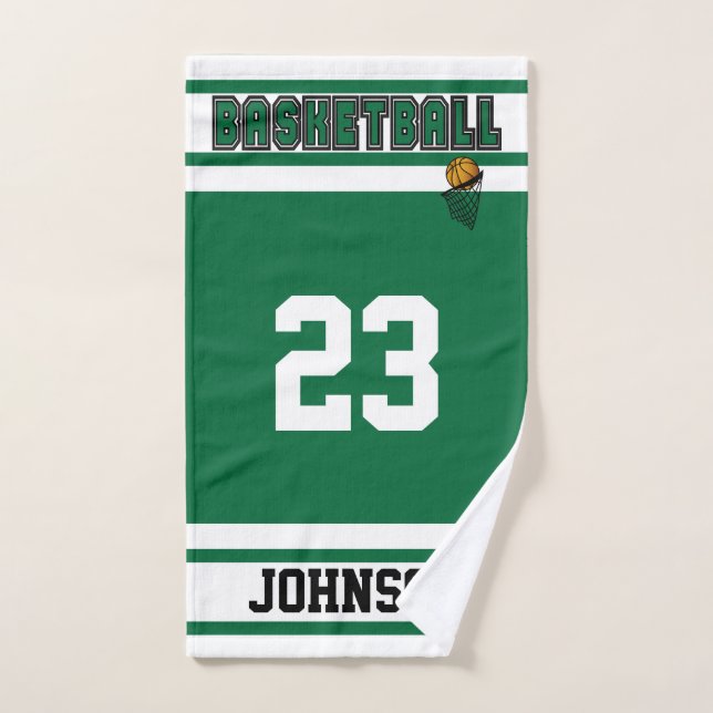 Toalha De Mão 🏀 de basquete Verde e Branco Escuro (Toalha de mão)