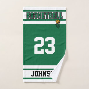 Toalha De Mão 🏀 de Basquete Verde Escuro e Branco