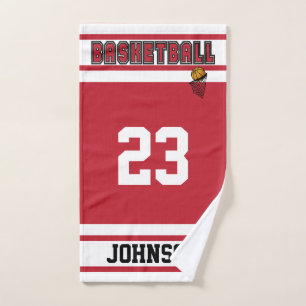 Toalha De Mão 🏀 de Basquete Vermelho e Branco Escuro