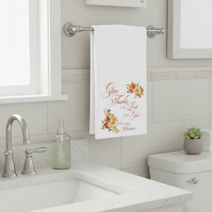 Toalha De Mão Dê Graças ao Senhor outono aquarela floral