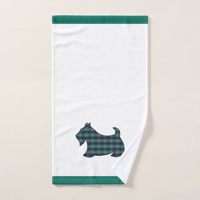 Toalha de mão de Natal Terrier Escocês Verde (Toalha de mão)