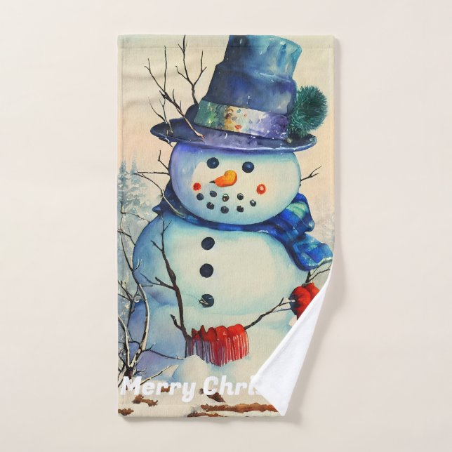 Toalha de Mão de Papai Noel de Aquarela (Toalha de mão)