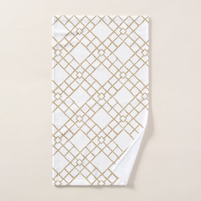 Toalha De Mão Decoração de Banheiro Préppy com Treliça de Bambu (Toalha de mão)