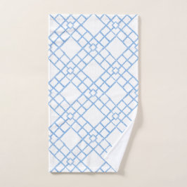 Toalha De Mão Decoração de Banho Azul e Branco com Treliça de Ba