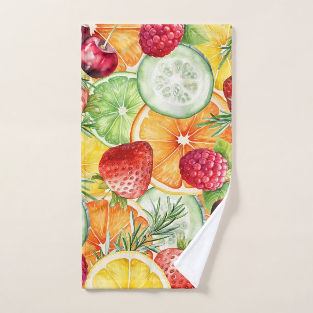 Toalha De Mão Decoração de Fruta de Verão de Aquarela (Toalha de mão)