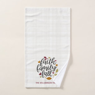 Toalha De Mão Decoração de queda da família de fé personaliz