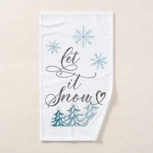 Toalha De Mão Deixe-o nevar elegante a arte da aquarela de Natal