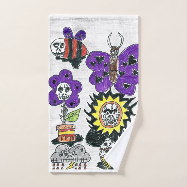 toalha de mão, desenho a lápis. (Toalha de mão)