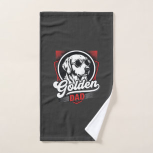 Toalha De Mão Desenho de Óculos de Sol Golden Dad Golden Retriev