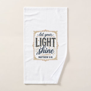Toalha De Mão Design Cristiano Deixe Sua Luz Brilhar Mateus 5_16