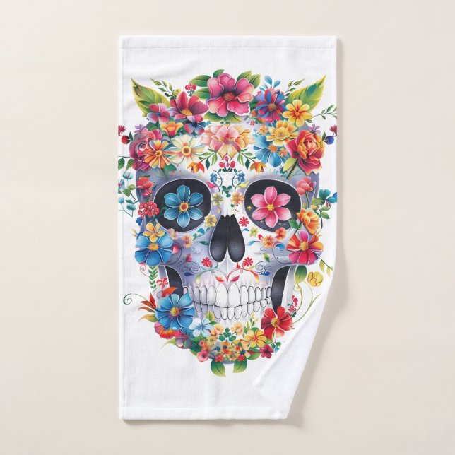 Toalha De Mão Design de Caveira Floral (Toalha de mão)