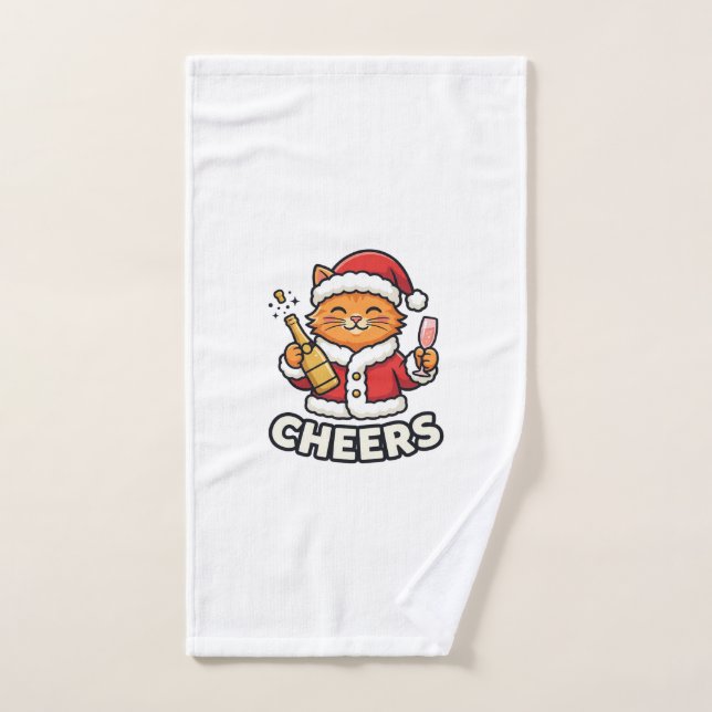 Toalha De Mão Design de Vetor de Gato de Natal Alegra (Toalha de mão)