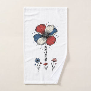 Toalha De Mão Design de Vetor Vintage Floral Patriótico América_
