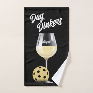 Toalha De Mão Dinkers Days Pickleball Team Nome Vinho Branco