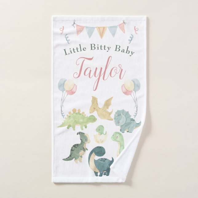 Toalha De Mão Dinossauro Cinto Aquarela Personalizado Bebê (Toalha de mão)