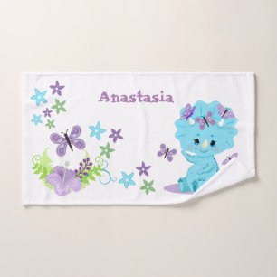 Toalha De Mão Dinossauro Floral Personalizado
