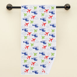 Toalha De Mão Diversão de Aviões e Nuvens Coloridos