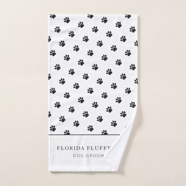 Toalha De Mão Dog Groomer Business Paw Print Pattern Hand Towel (Toalha de mão)