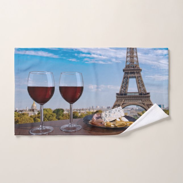 Toalha De Mão Dois copos de vinho no café em Paris (Toalha de mão)