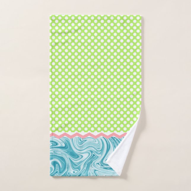 Toalha de Mão Dotada com Padrão Azul Verde bonito (Toalha de mão)