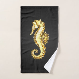 Toalha De Mão Dourado Cavalo de Mar Poligonal
