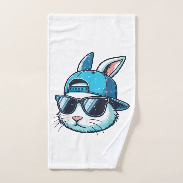 Toalha De Mão Easter Bunny Face Baseball Cap Sunglasses Rabbit B (Toalha de mão)