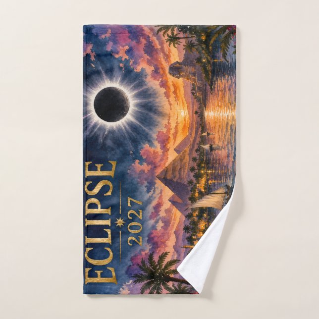Toalha De Mão Eclipse Total Solar 2027 Egito (Toalha de mão)