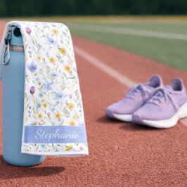 Toalha De Mão Elegant Blue Purple Wildflower Name Sports