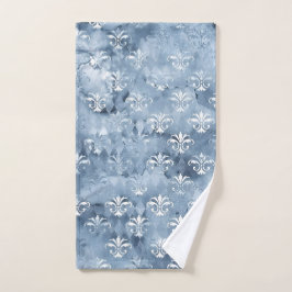 Toalha De Mão Elegante Fleur-de-Lis - Vintage Blue Sport