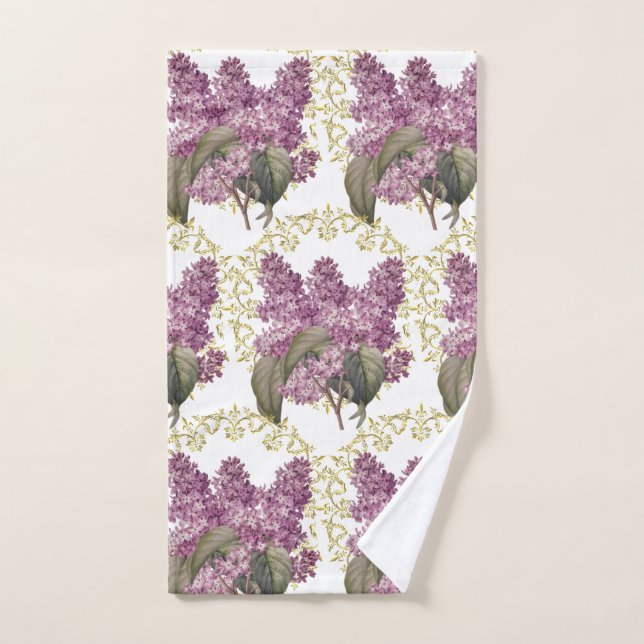 Toalha De Mão Elegante Lilacs com Banheiro Guest Dourado Filigre (Toalha de mão)