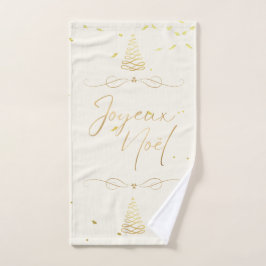 Toalha De Mão Elegante Natal Entretenimento Creme e Dourado