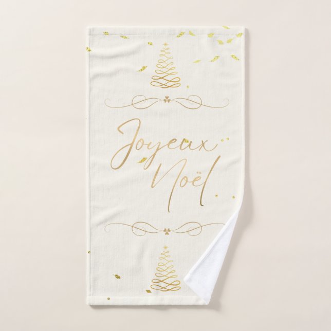 Toalha De Mão Elegante Natal Entretenimento Creme e Dourado (Toalha de mão)