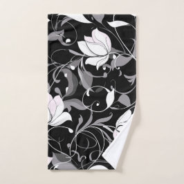 Toalha De Mão Elegante Noir Floral Swirl