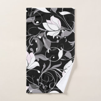 Toalha De Mão Elegante Noir Floral Swirl