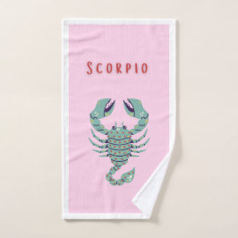 Toalha De Mão Escorpião Rosa, zodíaco, signo do zodíaco