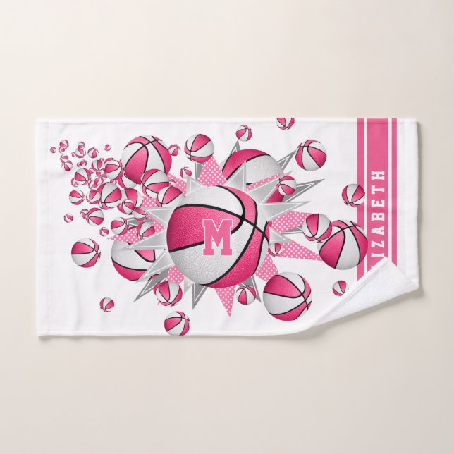 Toalha De Mão esferas brancas cor-de-rosa esferas estrelas rapar (Toalha de mão)