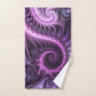 Toalha De Mão Espiral De Arte Fractal, Roxal, Rosa-Legal, vívid