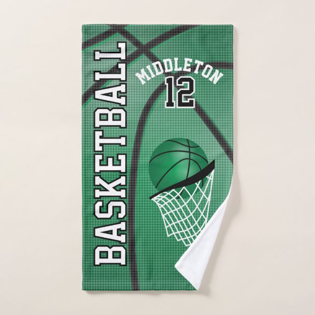 Toalha De Mão Esporte Verde 🏀 Basquete | DIY Texto (Toalha de mão)