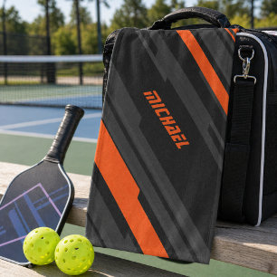 Toalha De Mão Esportes Geométricos Nome Laranja Preto Moderno