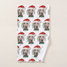 Toalha De Mão Estrelas de Natal da Raça de Cães Weimaraner
