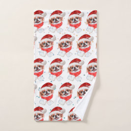 Toalha De Mão Estrelas de Natal do Cachorro Japonês