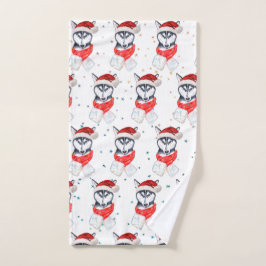 Toalha De Mão Estrelas de Natal para Cachorros Siberianos