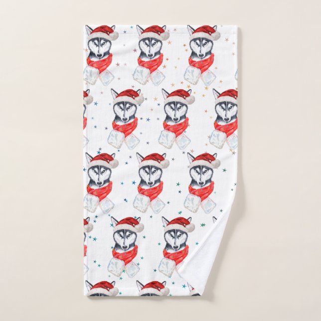 Toalha De Mão Estrelas de Natal para Cachorros Siberianos (Toalha de mão)